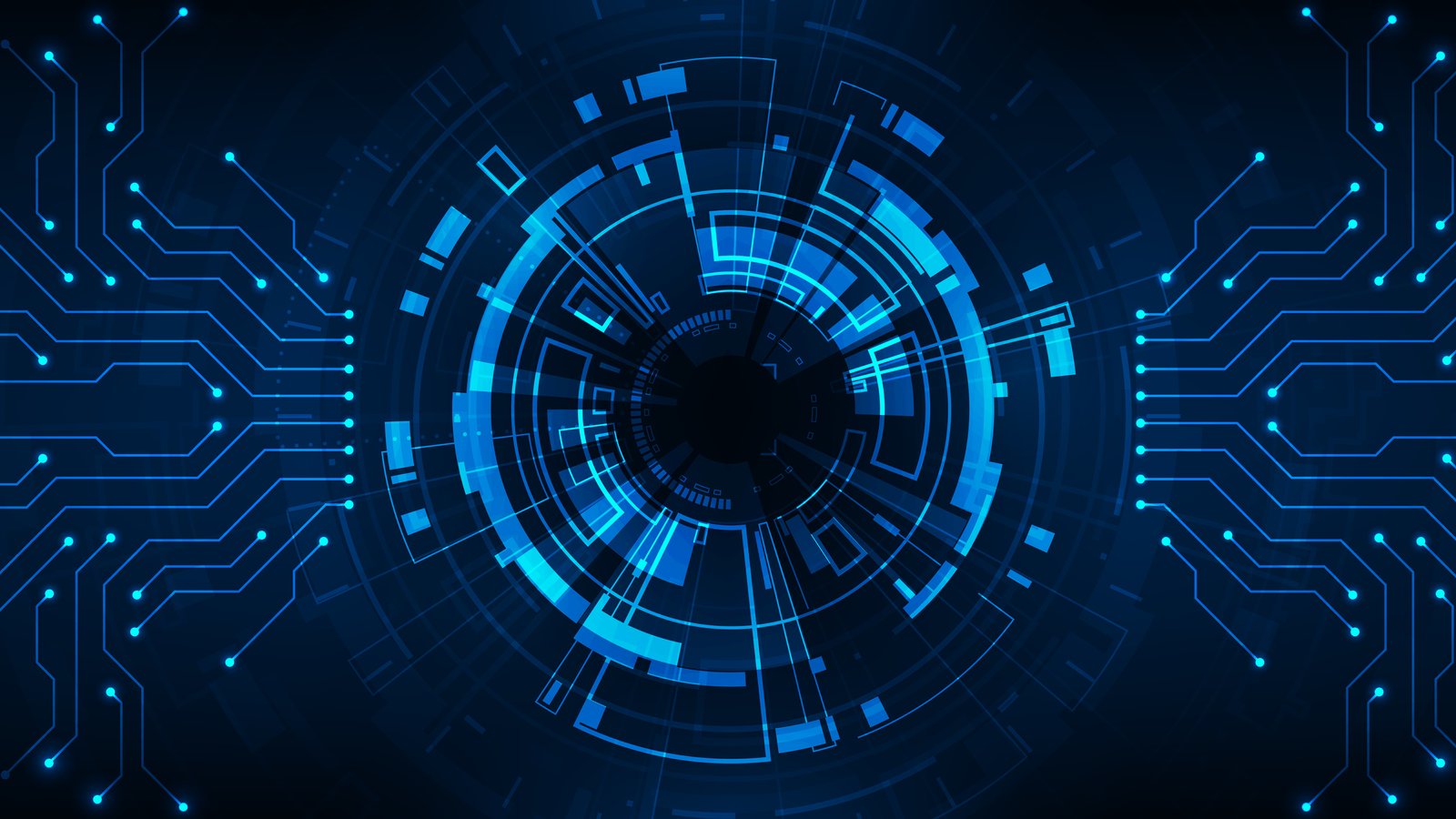 Technology abstract digital tech circle with line circuit futuristic blue background